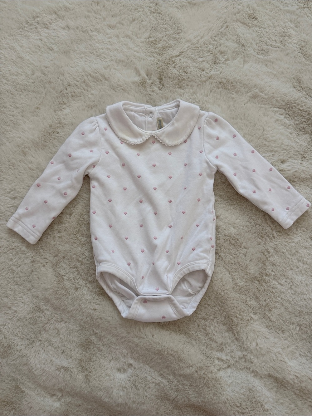 White with pink Hearts long sleeve onesie